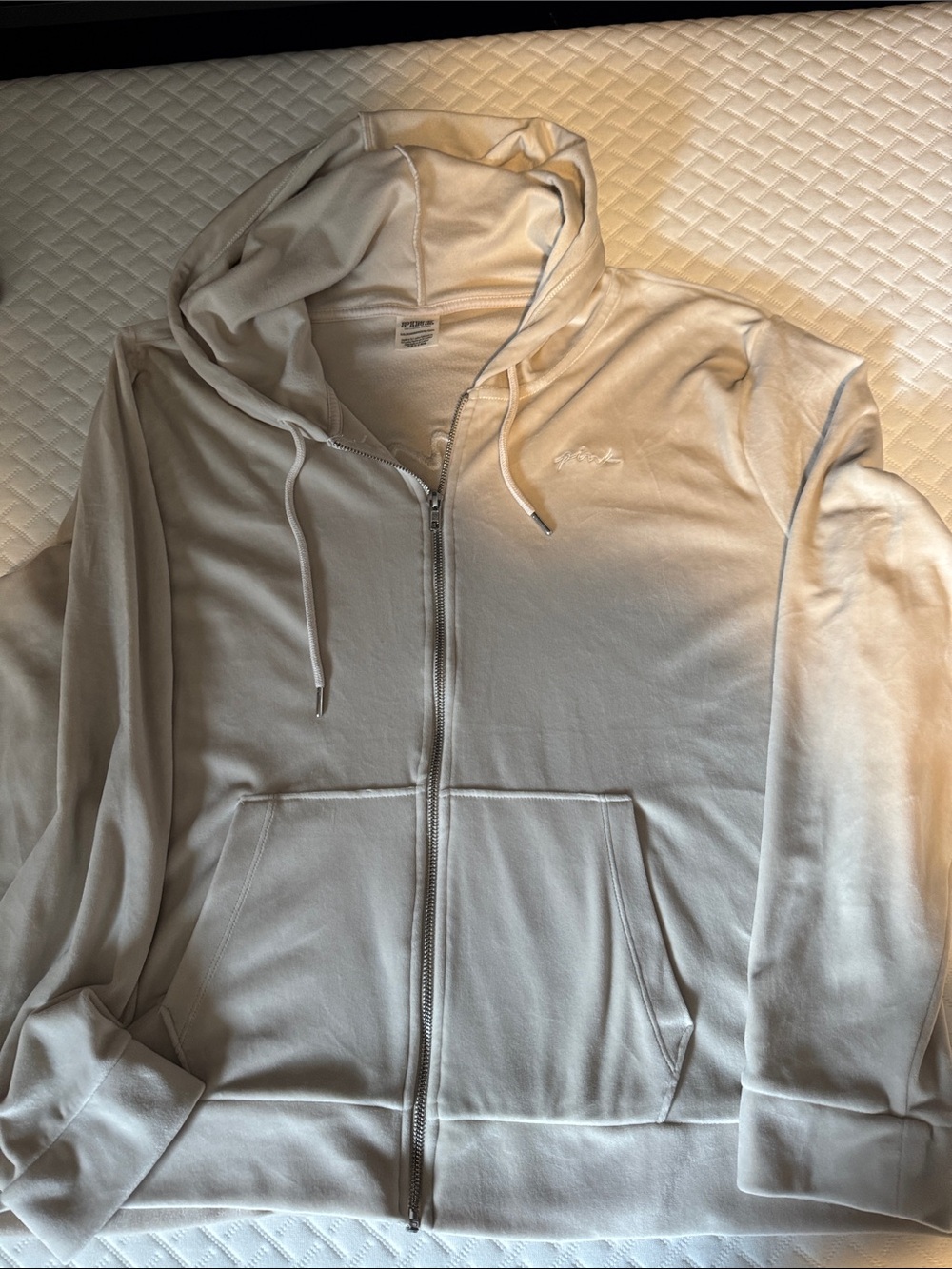 PINK Victoria's Secret Cream Zip Hoodie with Label